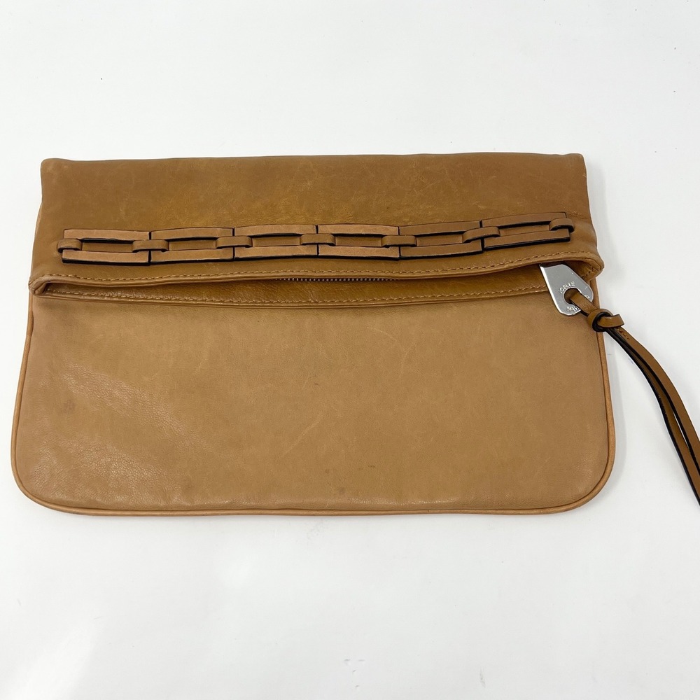 Joelle Hawkens Foldover‎ Clutch Handbag 12x18 Carmel Leather
